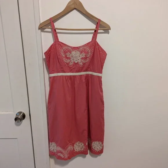 Anthropologie Moulinette Soeurs Pink Embroidered Cotton Dress - Picture 2 of 10